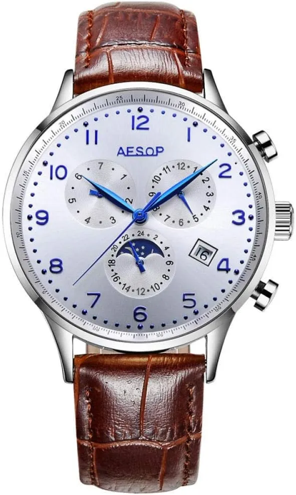 : Black Box) (White Brown convict fundamentally evening fluctuation Box) Aesop Automatic Mechanical Watch Men Luxury Men S Wrist Watches Waterproof Wristwatch Steel Male Clock Men Relogio Masculino (Color 