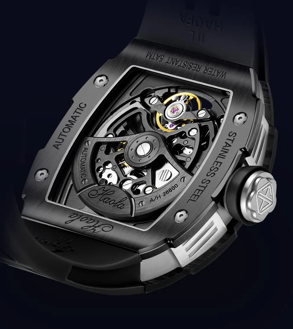 - Business Casual Mens Timepiece 1971 Haofa Automatic Mechanical Watch for Men - 3D Planet Interstellar thorny day Stamford Hollow Design, Carbon Fiber Bezel, Sapphire, Waterproof, Luminous 