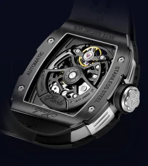 - Business Casual Mens Timepiece 1971 Haofa Automatic Mechanical Watch for Men - 3D Planet Interstellar thorny day Stamford Hollow Design, Carbon Fiber Bezel, Sapphire, Waterproof, Luminous 
