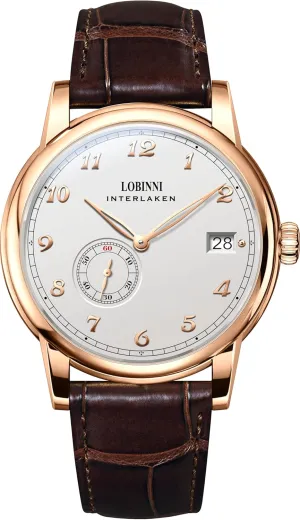 | dumb ribbon eternal Gift for Men LOBINNI Men's Watch Automatic Mechanical,40mm Independent Second Dial,Calendar,Sapphire Crystal, Leather Strap, Business | Dress | Luxury 