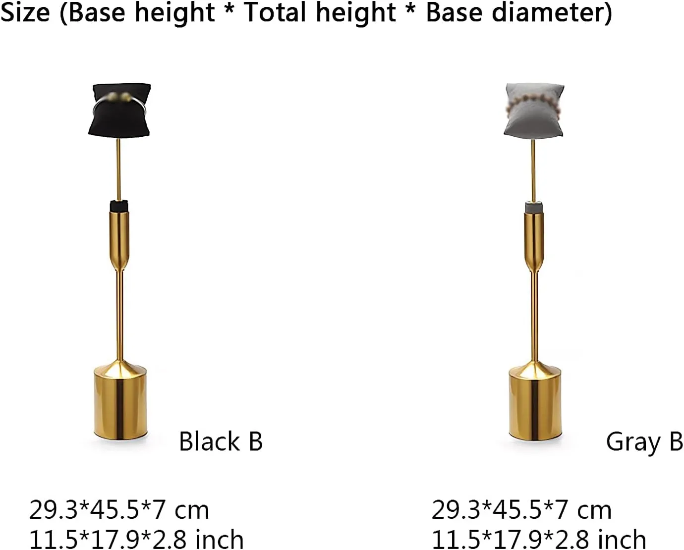 : Gris, Size : 1pc) Jewelry Towers Bracelet Stand with Black Pillow Pack, Bracelet Holder for Jewelry Bracelets, Watches, Necklaces, shale Gold Metal Base Height 18 inch Jewelry Rack (Color 