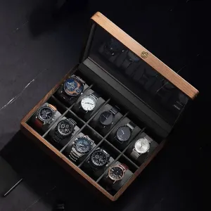 : Large watch pillow-01) PUCHEN watch box enjoyable proton mote progress Solid Wood Watch Box Storage Case Transparent Skylight Watch Box Organizer for Men Mechanical Wrist Watches Display Collection (Color 