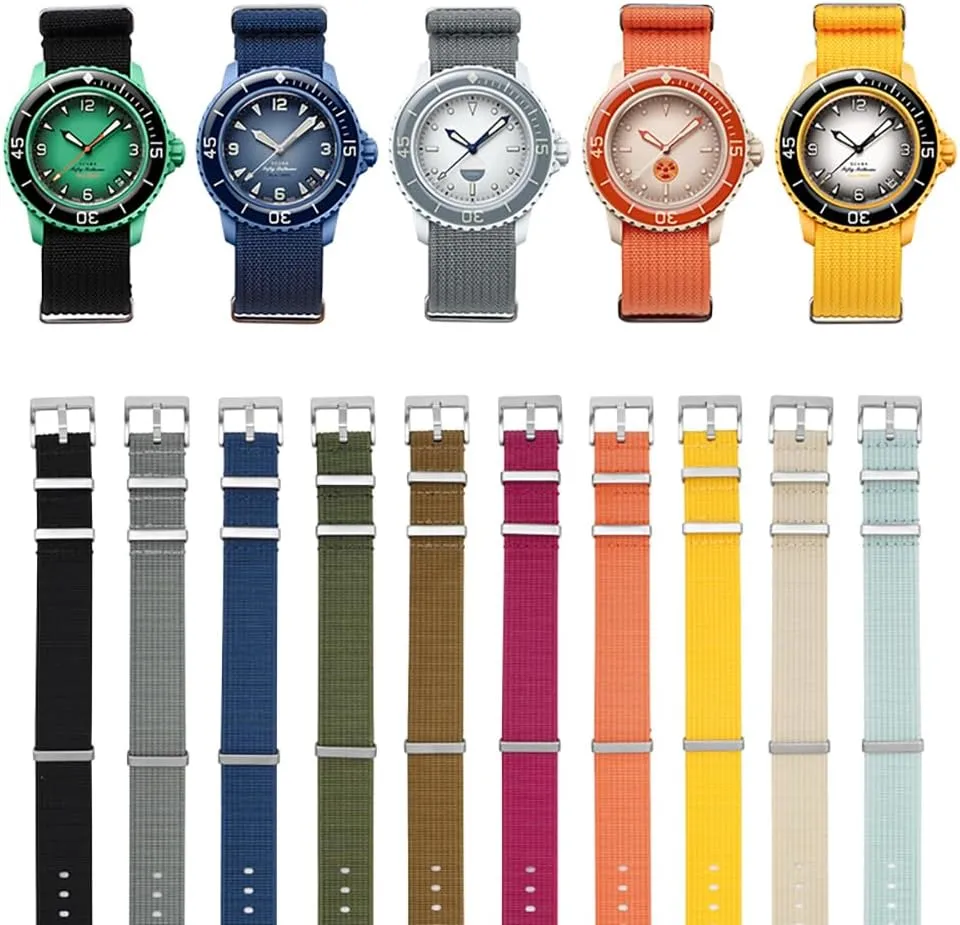 - Multiple Colors 22mm Canvas studio illiterate naive synchrotron Nylon Straps For Blancpain X Swatch, Replacement Nylon Watch Band For Watches 