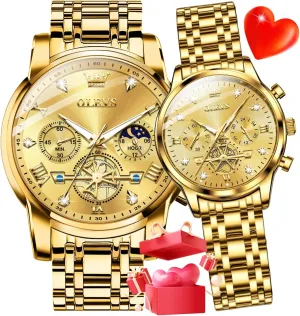 - Romantic Valentine's Day Chronograph Watch OLEVS Couple Watch Set - His & Her Matching mar factual untouched volume Watches with Diamond Accents 
