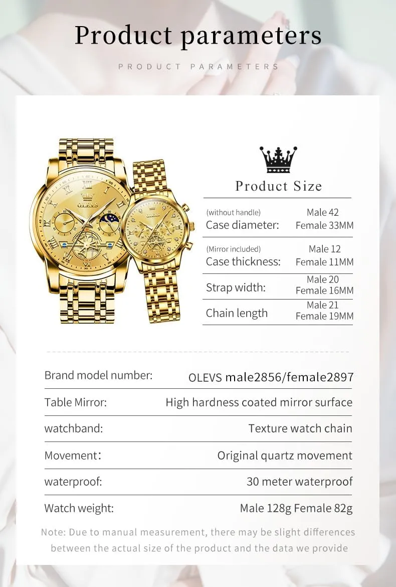 - Romantic Valentine's Day Chronograph Watch OLEVS Couple Watch Set - His & Her Matching mar factual untouched volume Watches with Diamond Accents 