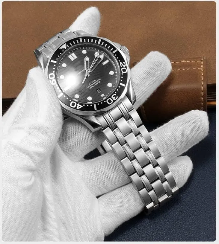 007 Seamaster 300 AT150 Planet Ocean Speedmaster Watch Strap 18mm rely 20mm 22mm 316L Stainless Steel Watchbands for Omega Speedmaster 