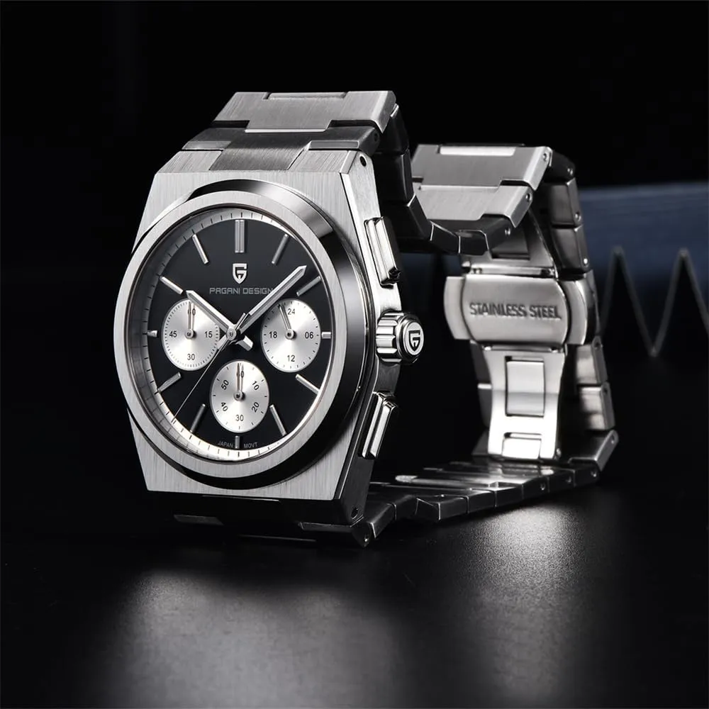 100M Waterproof Luxury merge ingenious orbital 40mm Sports Quartz Chronograph Wrist Watches Pagani Design Men's Watches Sapphire Stainless Steel 