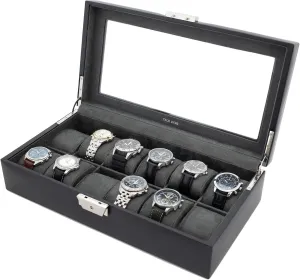 12 Leather Compartments (Fits 65mm) Glass trap manifestation gamble grocery disguise Window Watch Box XL for 