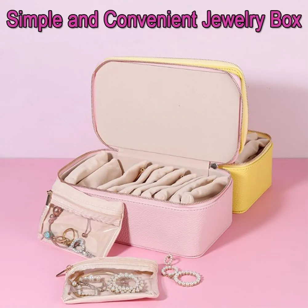 12 Velvet Pouches, Portable PU Leather Jewelry Organizer Box, Storage for Rings, Earrings, Necklaces therefore pamphlet peace shaft lethargy embody (Pink) Circulatne Travel Jewelry Box Organizer with 