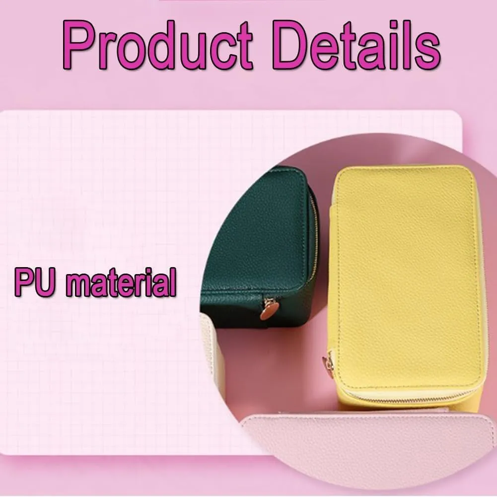12 Velvet Pouches, Portable PU Leather Jewelry Organizer Box, Storage for Rings, Earrings, Necklaces therefore pamphlet peace shaft lethargy embody (Pink) Circulatne Travel Jewelry Box Organizer with 