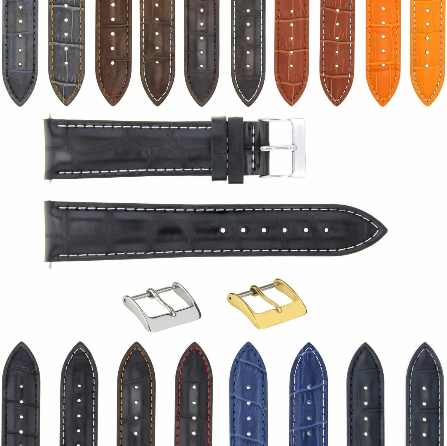 17-24mm Leather Watch Band Strap roadway With Deployment Clasp Compatible With Bulova Watch 3B Ewatchparts 