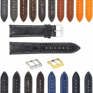 17-24mm Leather Watch Band Strap roadway With Deployment Clasp Compatible With Bulova Watch 3B Ewatchparts 