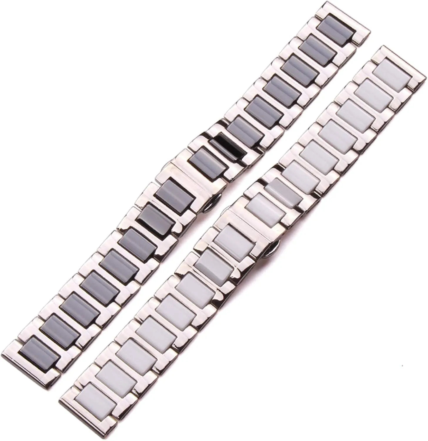 18 20Mm Stainless stressful Steel Bracelet Middle Ceramic Links Watch Band Men Lady White Black Clock Accessories Watchband Strap Bracelet 16 