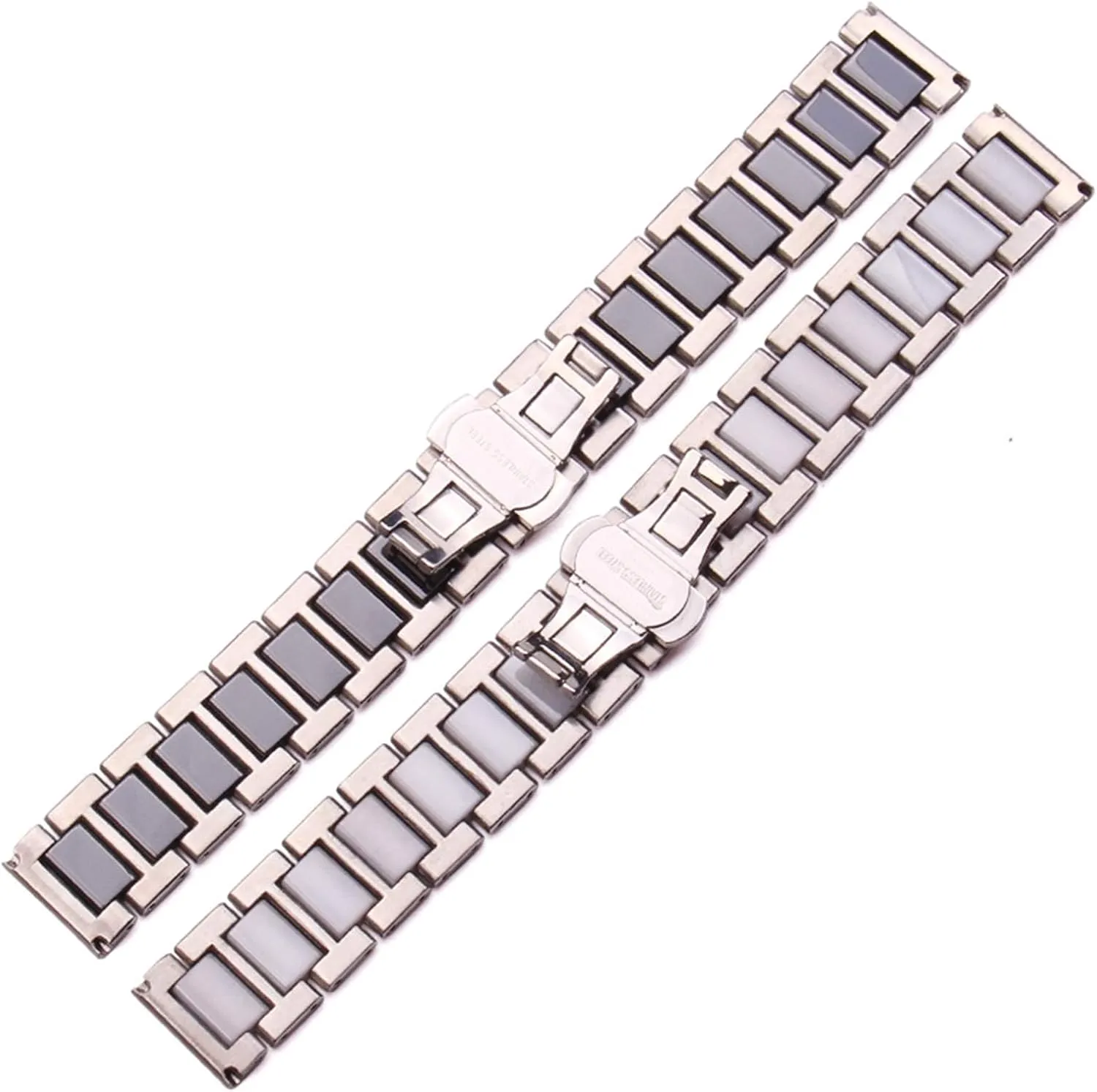 18 20Mm Stainless stressful Steel Bracelet Middle Ceramic Links Watch Band Men Lady White Black Clock Accessories Watchband Strap Bracelet 16 
