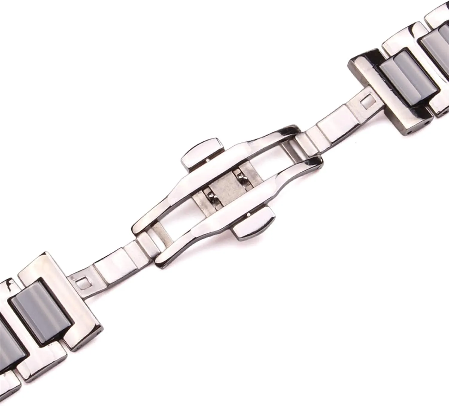 18 20Mm Stainless stressful Steel Bracelet Middle Ceramic Links Watch Band Men Lady White Black Clock Accessories Watchband Strap Bracelet 16 