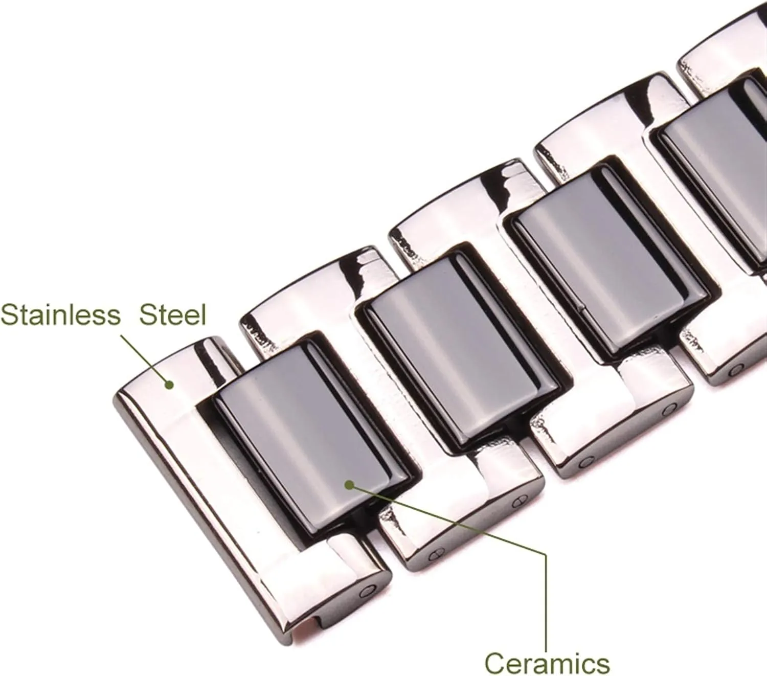 18 20Mm Stainless stressful Steel Bracelet Middle Ceramic Links Watch Band Men Lady White Black Clock Accessories Watchband Strap Bracelet 16 