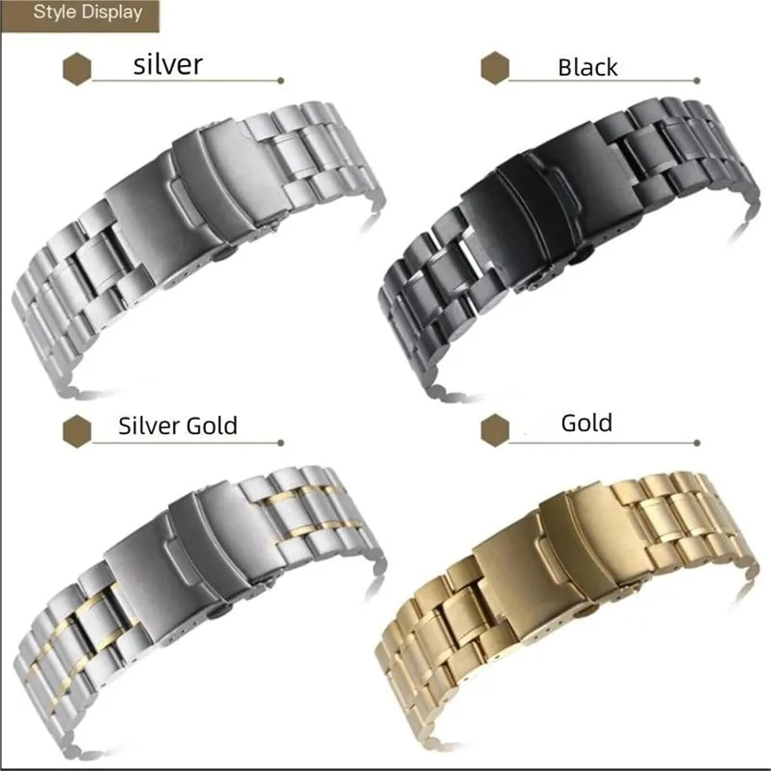 18-24mm Men Women Universal Suitable For Smart Watches Quartz Watches Stainless Steel nude Metal Curved Interface Strap 