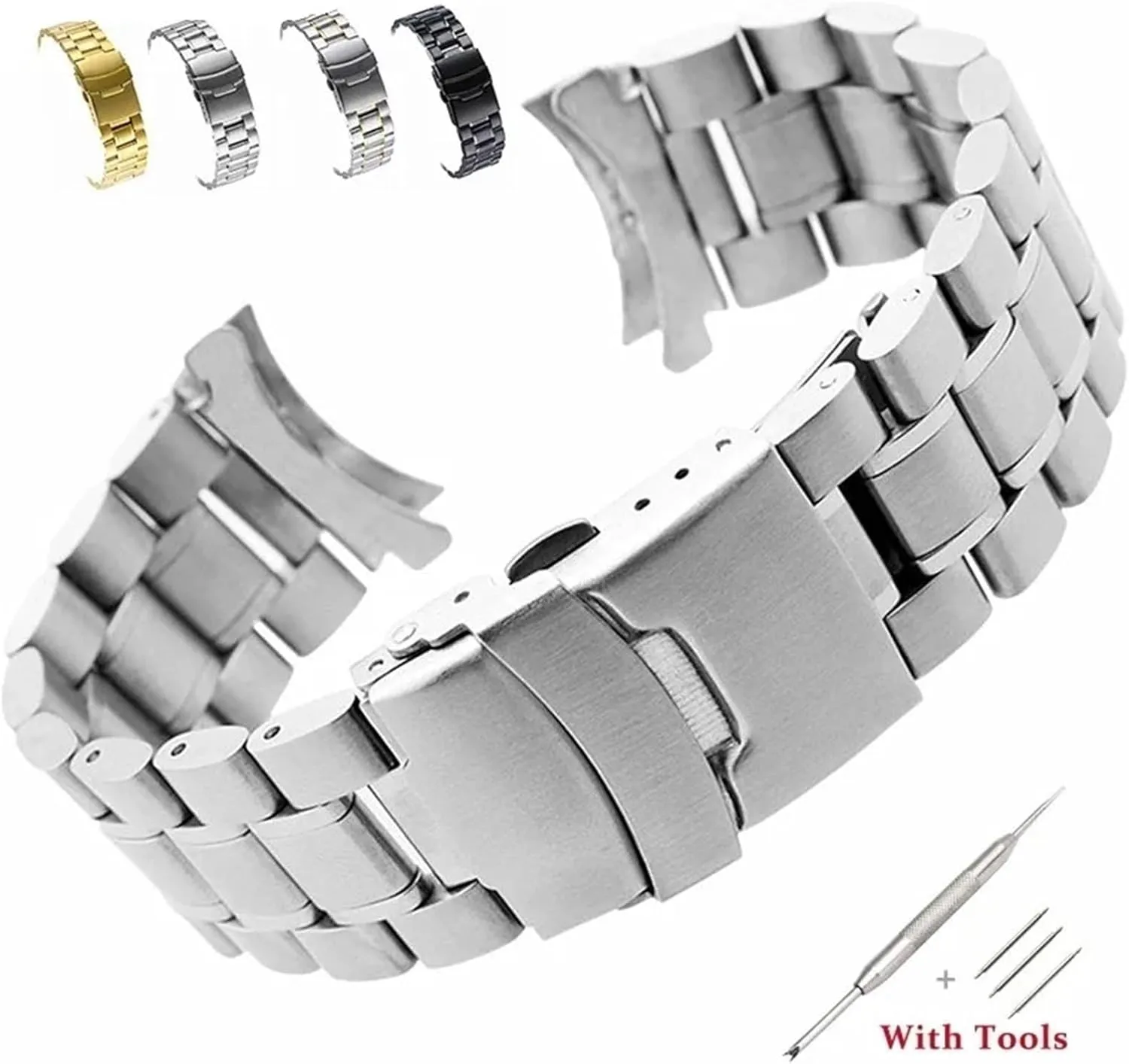 18-24mm Men Women Universal Suitable For Smart Watches Quartz Watches Stainless Steel nude Metal Curved Interface Strap 