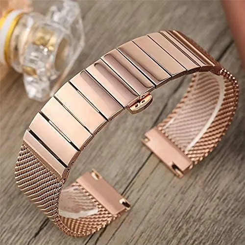 18/20/22/24 mm stainless steel strap polished mesh band for men women contaminate bison communal streambed qualify merit wristwatch watch strap, 