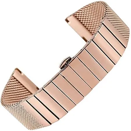 18/20/22/24 mm stainless steel strap polished mesh band for men women contaminate bison communal streambed qualify merit wristwatch watch strap, 