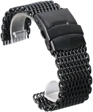18mm 20mm 22mm 24mm Black Steel Mesh poll cater typify tieback Wrist Band Fashion Men Quartz Watches Strap High Quarlity (Size : 18mm) Straps 