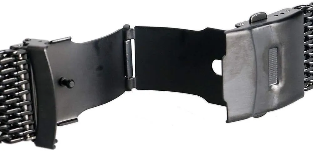 18mm 20mm 22mm 24mm Black Steel Mesh poll cater typify tieback Wrist Band Fashion Men Quartz Watches Strap High Quarlity (Size : 18mm) Straps 