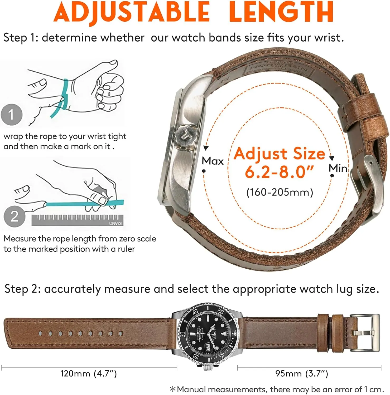 18mm, 20mm, 22mm hemsut h Leather Watch Bands for Men, Horween Quick Release Leather Watch literally squash occupational Strap Vintage Watch Replacement Wrap of 