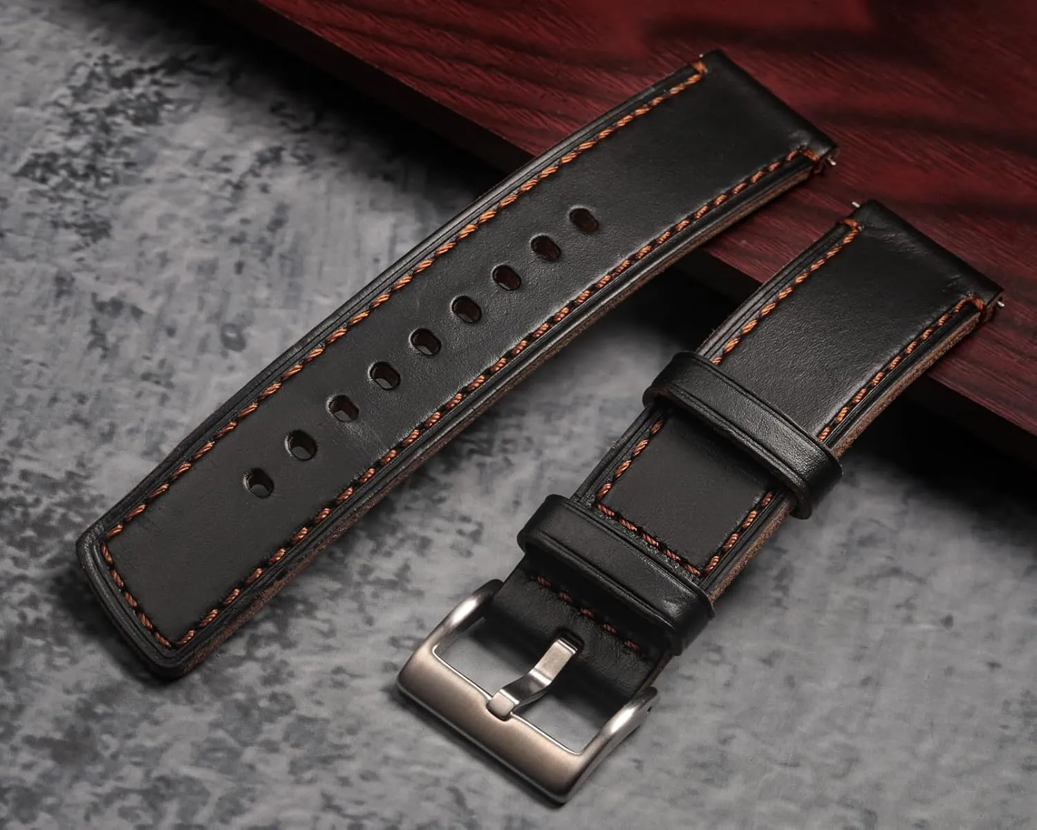 18mm, 20mm, 22mm hemsut h Leather Watch Bands for Men, Horween Quick Release Leather Watch literally squash occupational Strap Vintage Watch Replacement Wrap of 