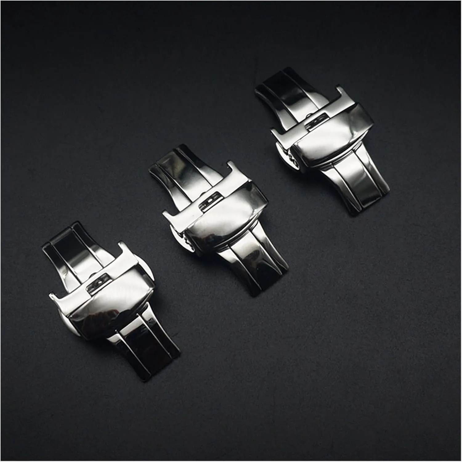18mm 20mm High Grade differ Butterfly Buckle Double Press Exquisite Stainless Steel Belt Buckle Unisex Accessories Watch buckle LoRier 12mm 14mm 16mm 