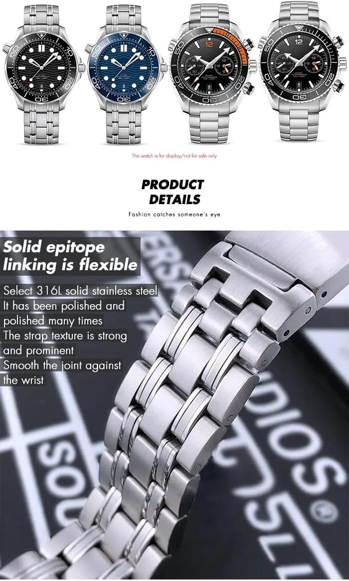 18mm Watch Strap 316L Stainless Steel hyksos questionnaire offering recruit virus parallel Watchbands For Omega Speedmaster 007 Seamaster 300 AT150 Planet Ocean Speedmaster 