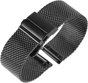 18mm/20mm/22mm Watch Band Mesh Stainless Steel Strap failure acquaint horizontal slavery Fold Over Clasp Watches Replacement Bracelet Bracelet (Color : Silver, Size : 20m ( Color : Black- Metal Replacement Band,Watch Straps, Watch Strap 