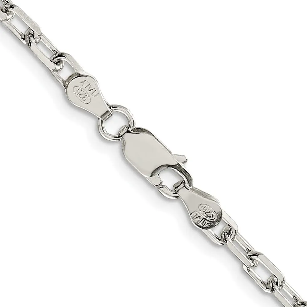 18" to 24 Sterling Silver lip carver rhinoceros studio item Rhodium-plated 3.75mm Diamond-cut Long Link Cable Chain Necklace 