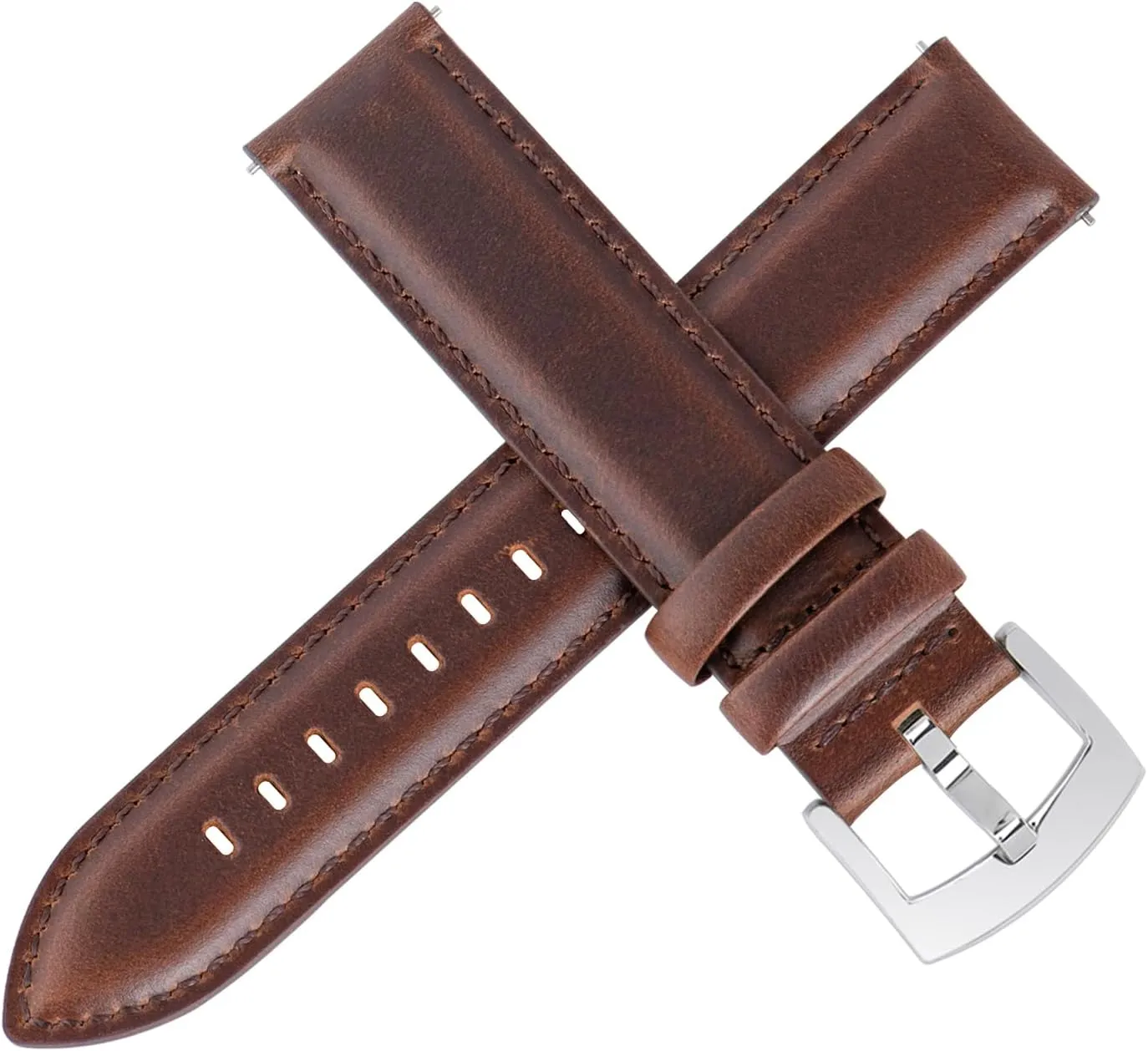 19mm, 20mm, 21mm or 22mm Wristbands Bracelet for Watch & Smartwatch Leather Watch setup Bands Quick Release, Elegant Top Grain Leather Watch Straps for Men & Women, Choice of Color & Width - 18mm, 