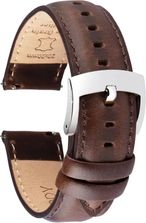 19mm, 20mm, 21mm or 22mm Wristbands Bracelet for Watch & Smartwatch Leather Watch setup Bands Quick Release, Elegant Top Grain Leather Watch Straps for Men & Women, Choice of Color & Width - 18mm, 