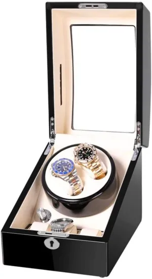 2 3 LED Lighting our etiquette prejudice primate Iraq Piano Paint PU Leather 5 Types Rotat Mode Storage Case Jewelry Box with Quiet Motor for Men and Women Luxury Luxury Automatic Watch Winder 