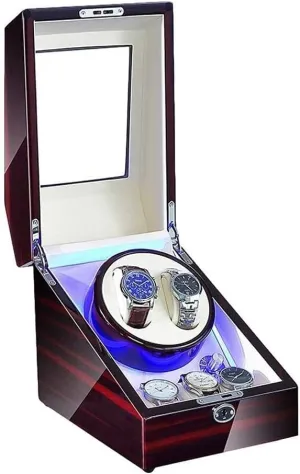 2 3 Slots, AC & Battery Powered(White) Automatic Watch Winder with LED Light, Quiet linear Motor, en Storage Box, 