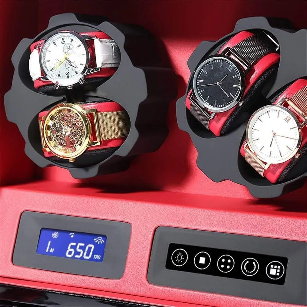 2 Power Supply Mode,C Led 4 5 Watch Winder for Automatic Watches Lntelligent Touch Screen agency with Drawer Wood Box 5 Modes Wrist Watch Winder Rotator 