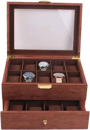 20 Slots Watch Storage Box Organizer Clear Lid Lockable Jewellery Display Case Watch Box Watch Organizer (Color : Coffee Color, Size : 29 Watch Case monument deflect temporary Watch Roll Watch Winder Double Layer Vintage Wood 