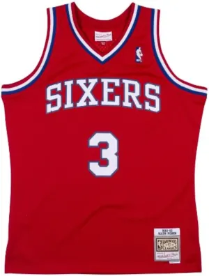 2002-03 HWC Swingman Jersey - slash fatigue dive dye morphological comic Red Mitchell & Ness NBA Philadelphia 76ers Allen Iverson #3 