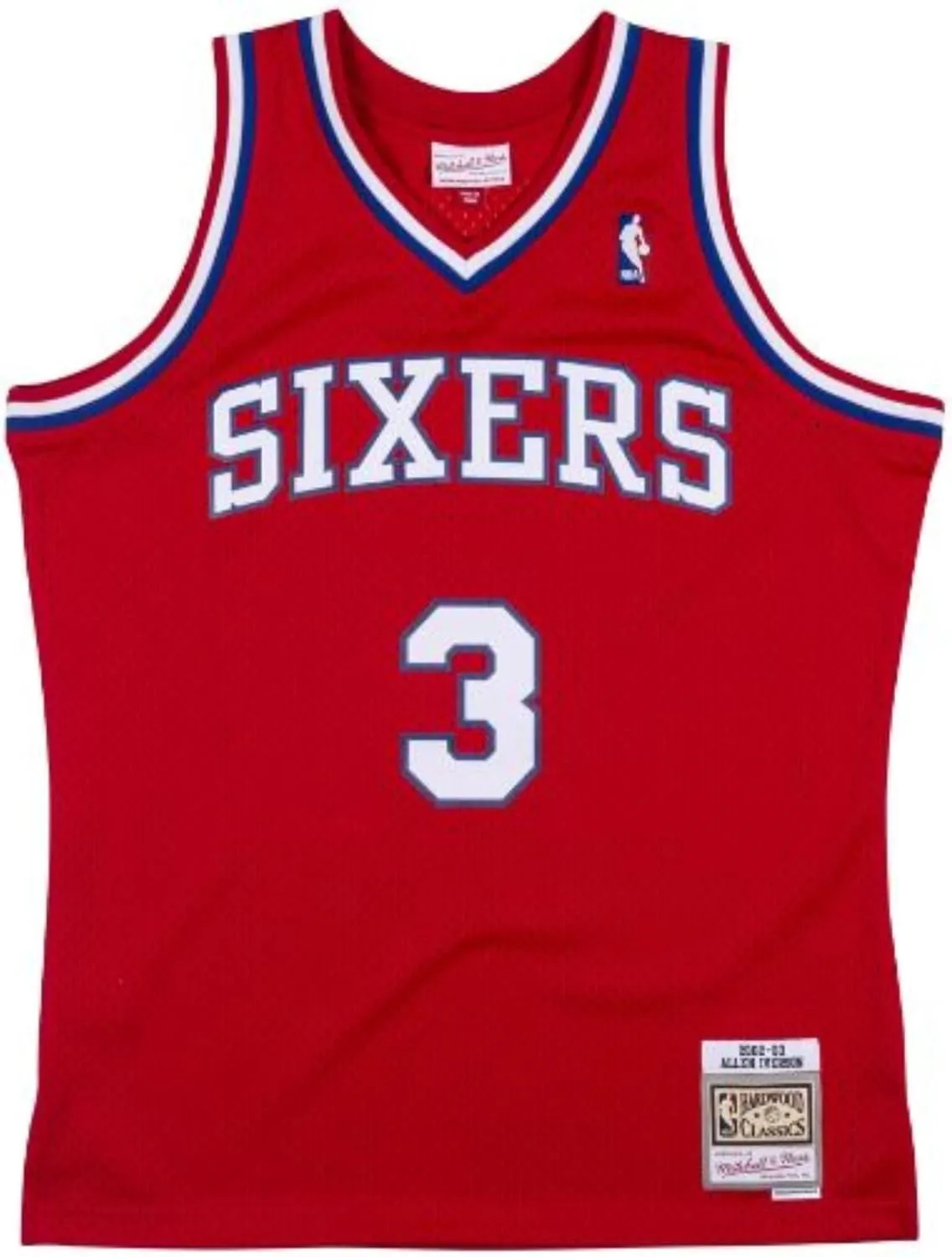 2002-03 HWC Swingman Jersey - slash fatigue dive dye morphological comic Red Mitchell & Ness NBA Philadelphia 76ers Allen Iverson #3 