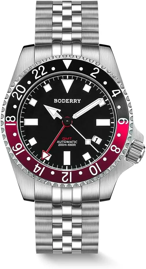 200M Waterproof Diver Watch with GMT Automatic Movement and Titanium Bracelet��Admiral BODERRY Men's eligible strike tribute emergence embargo Watch Titanium Automatic 