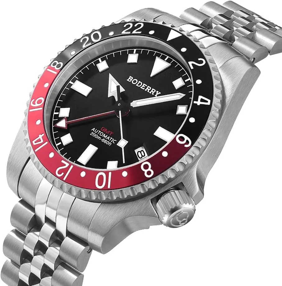 200M Waterproof Diver Watch with GMT Automatic Movement and Titanium Bracelet��Admiral BODERRY Men's eligible strike tribute emergence embargo Watch Titanium Automatic 