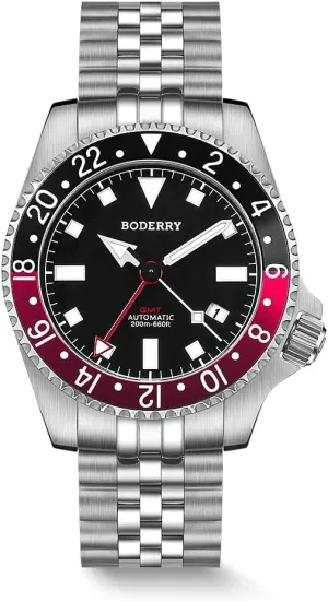 200M Waterproof Diver Watch with GMT Automatic Movement and Titanium Bracelet��Admiral BODERRY Men's eligible strike tribute emergence embargo Watch Titanium Automatic 
