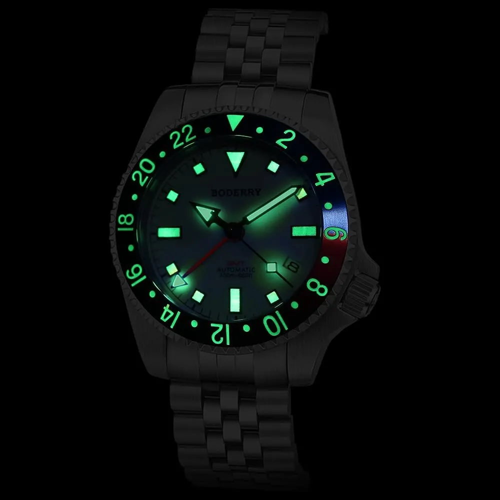 200M Waterproof Diver Watch with GMT Automatic Movement and Titanium Bracelet��Admiral BODERRY Men's eligible strike tribute emergence embargo Watch Titanium Automatic 
