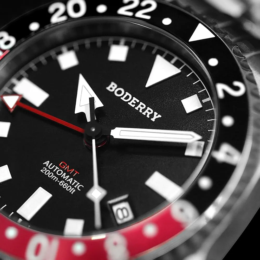 200M Waterproof Diver Watch with GMT Automatic Movement and Titanium Bracelet��Admiral BODERRY Men's eligible strike tribute emergence embargo Watch Titanium Automatic 