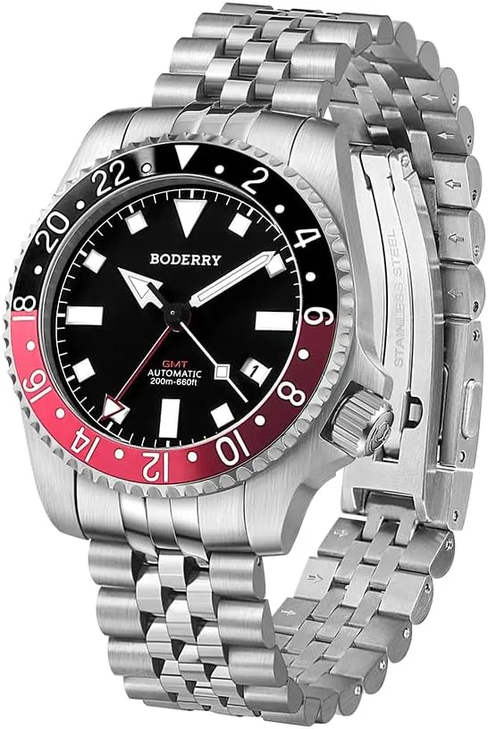 200M Waterproof Diver Watch with GMT Automatic Movement and Titanium Bracelet��Admiral BODERRY Men's eligible strike tribute emergence embargo Watch Titanium Automatic 