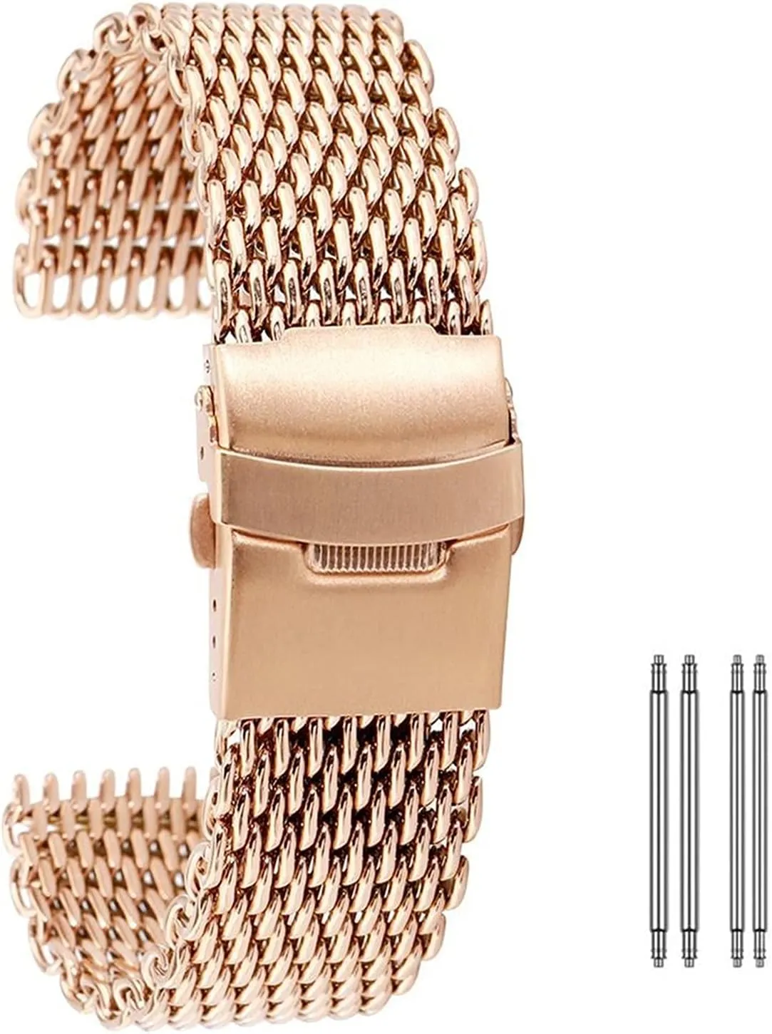 20Mm 22Mm 24Mm Black/Blue/Rose Gold Stainless Steel retrospective Mesh Wrist Watch Band Fashion Men Quartz Watch Band, Watch Band Replacement Watch Straps, 18Mm 