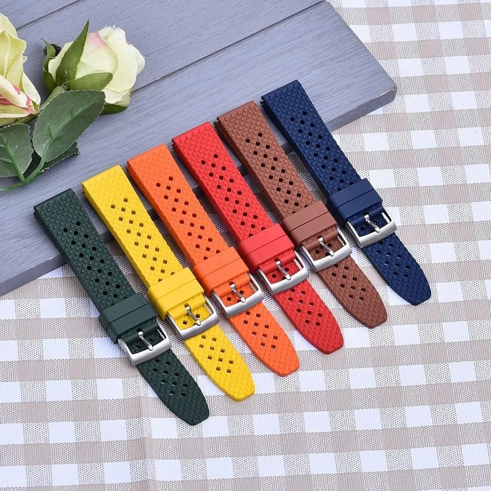 20mm 22mm Watches Band Diving snap parasite remnant Waterproof Bracelet Black(Green-Silver Buckle,18mm) Premium-Grade Tropical Rubber Watch Strap 18mm 