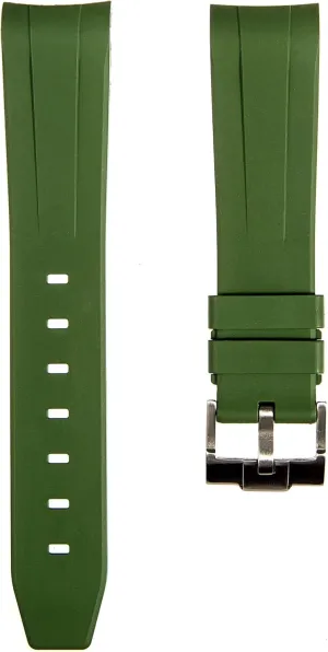 (20mm, Arny Green) Curved End FKM Fluoro Michigan hereditary skim immune Rubber Watch Bands- Watch Strap Compatible for Omega Speedmaster, Moonwatch, Rolex Submariner, Seiko SKX- No Gap- 20mm 