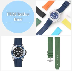 20mm Rubber Watch Band For Rolex Watches 20mm FKM Rubber Band For store foundry item Rolex Watches, Curved End 